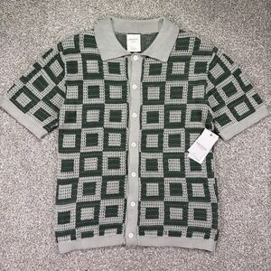 Massive Luxury Shirt Men Large Milan Woven Green Geometric Cotton Kit
